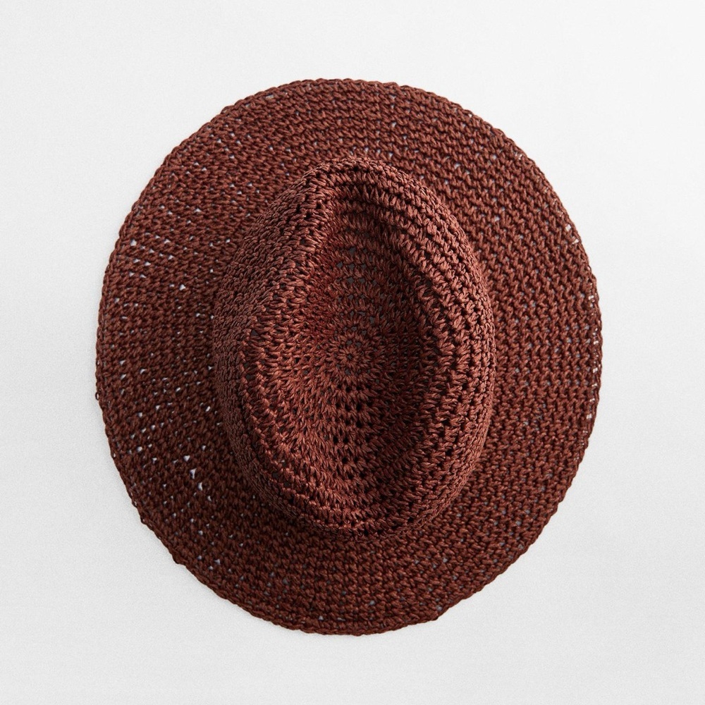 nwt zara Brown Woven floppy Sun Hat medium